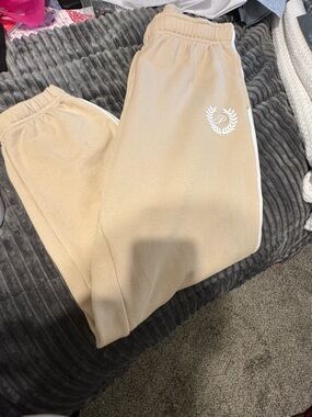 PINK Victoria's Secret Cream Fleece-Lined Sweatpants